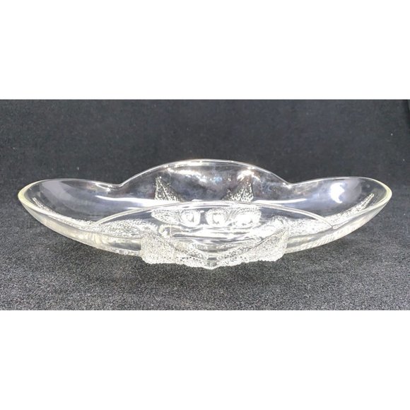 Vintage ANCHOR HOCKING RENAISSANCE Oval Relish Dish ~ Beaded Leaf ~ Mid Century - Picture 6 of 11